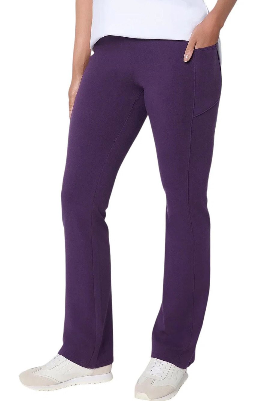 Denim & Co. Stretch Lightly Plain Seam Boot Pants Dp Purple - Regular